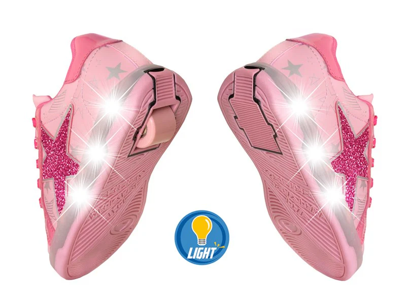 Breezy Rollers Blast - Walk & Roll Light Up Shoes (Double Pink) - Image 2