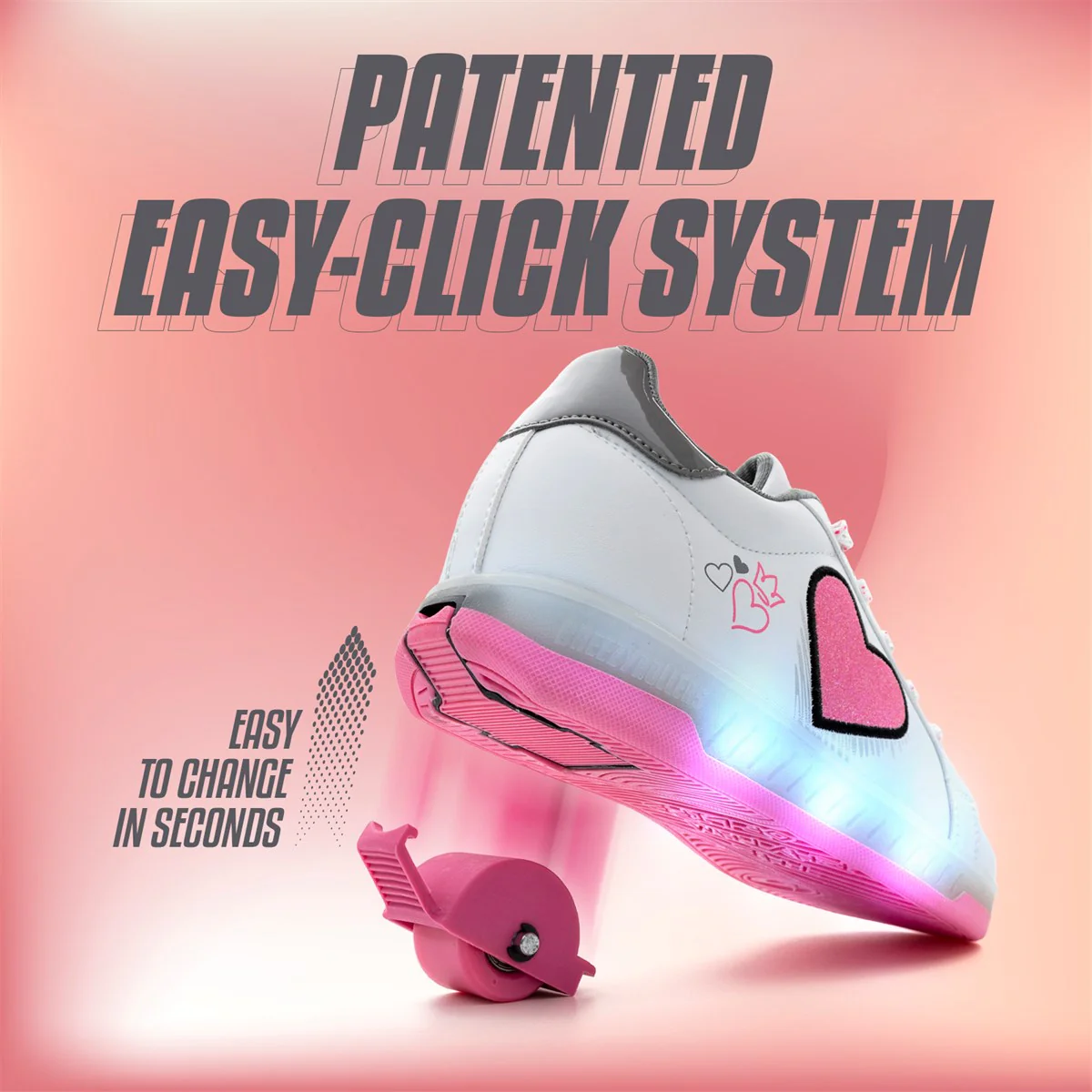 Breezy Rollers Blast - Walk & Roll Light Up Shoes (Pink) - Image 4