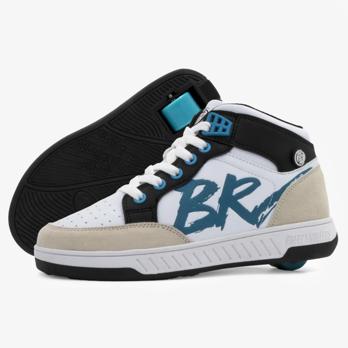 Breezy Rollers Skater - Walk & Roll Shoes (White/Multicoloured)