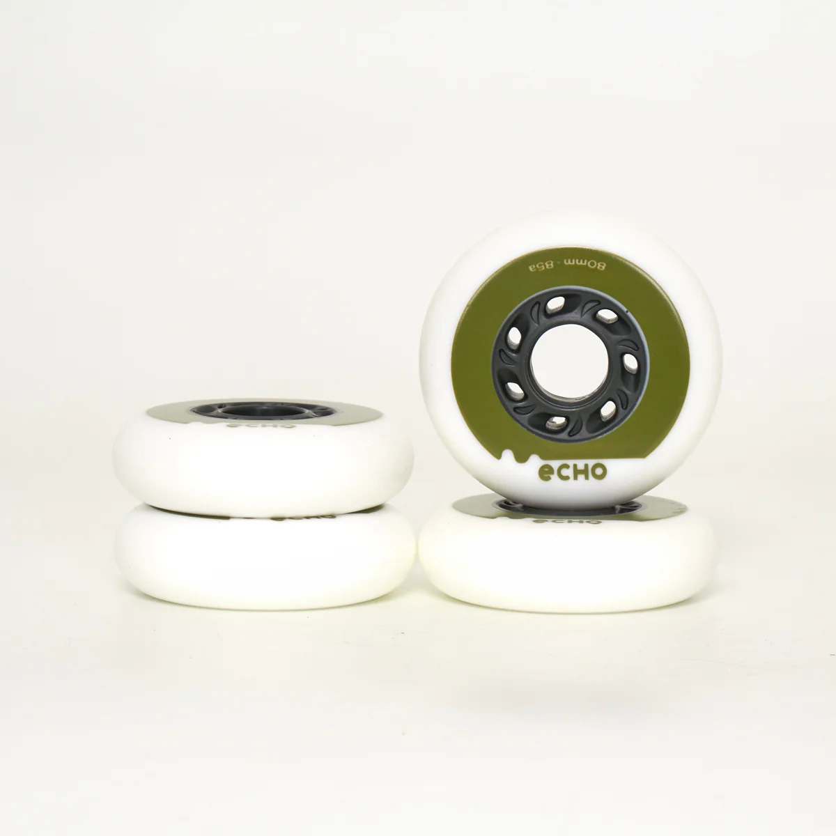 Echo Drift 80mm Wheels - White/Green (4-Set)