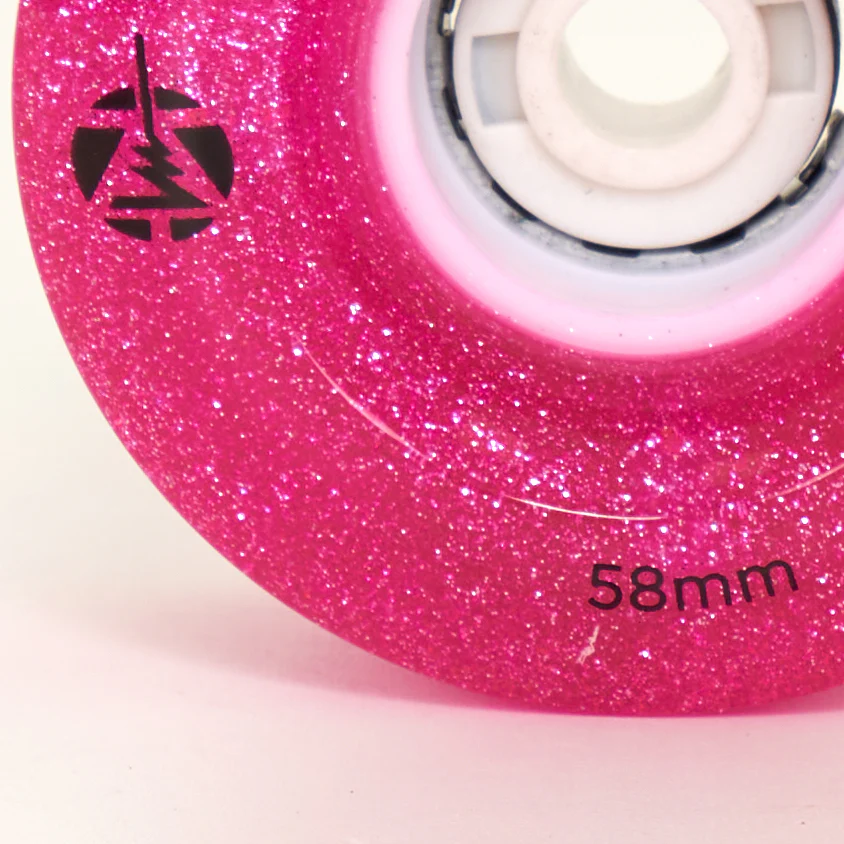Luminous LED Light Up 58mm - Light Up Wheels - Pink Glitter - Image 4