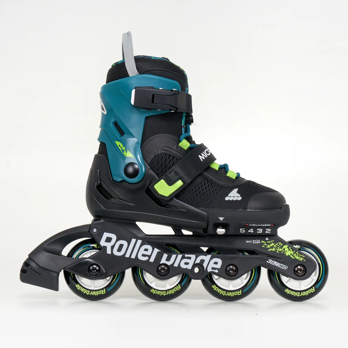 Rollerblade Microblade XT Junior Adjustable Inline Skates - Black / Petrol Green