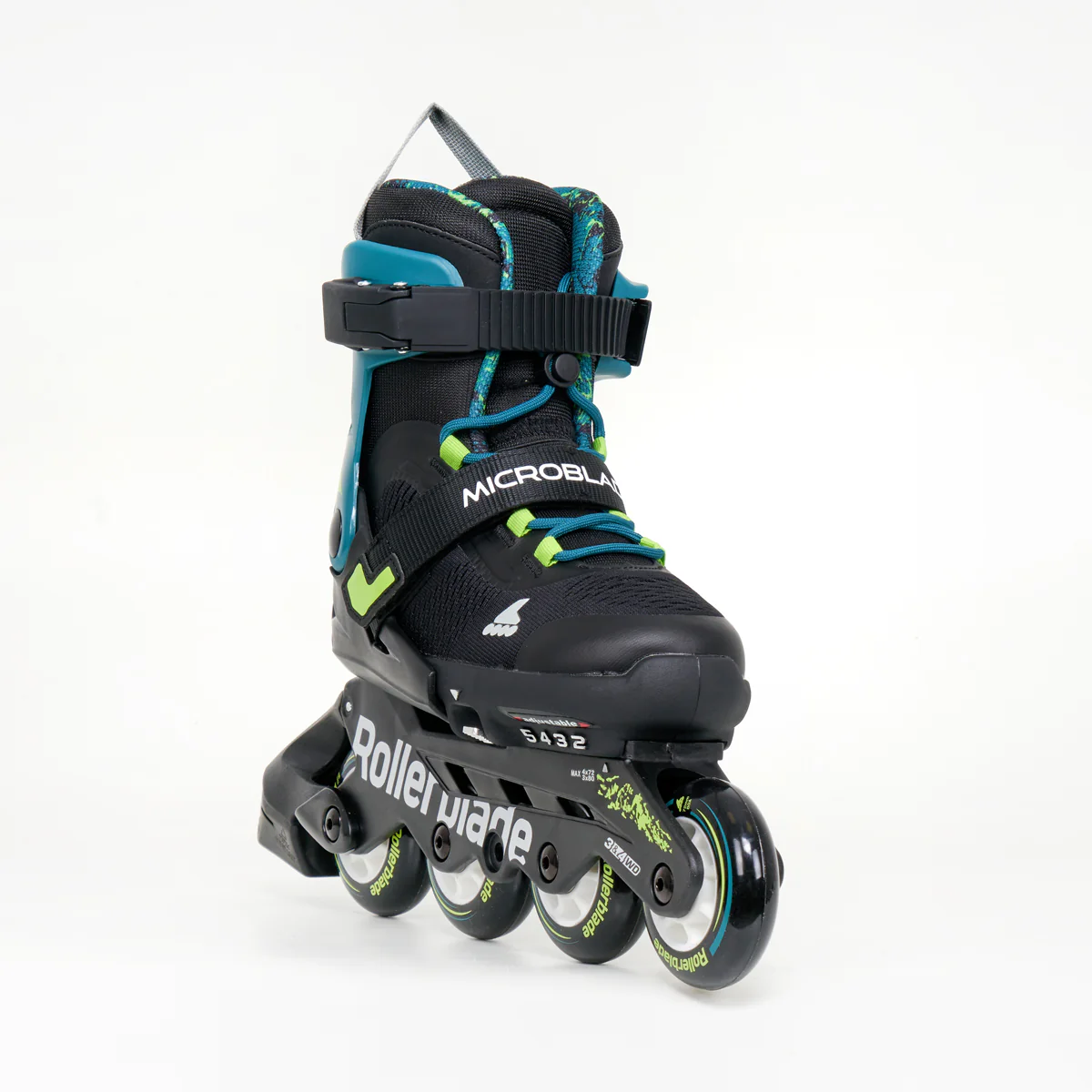 Rollerblade Microblade XT Junior Adjustable Inline Skates - Black / Petrol Green - Image 2