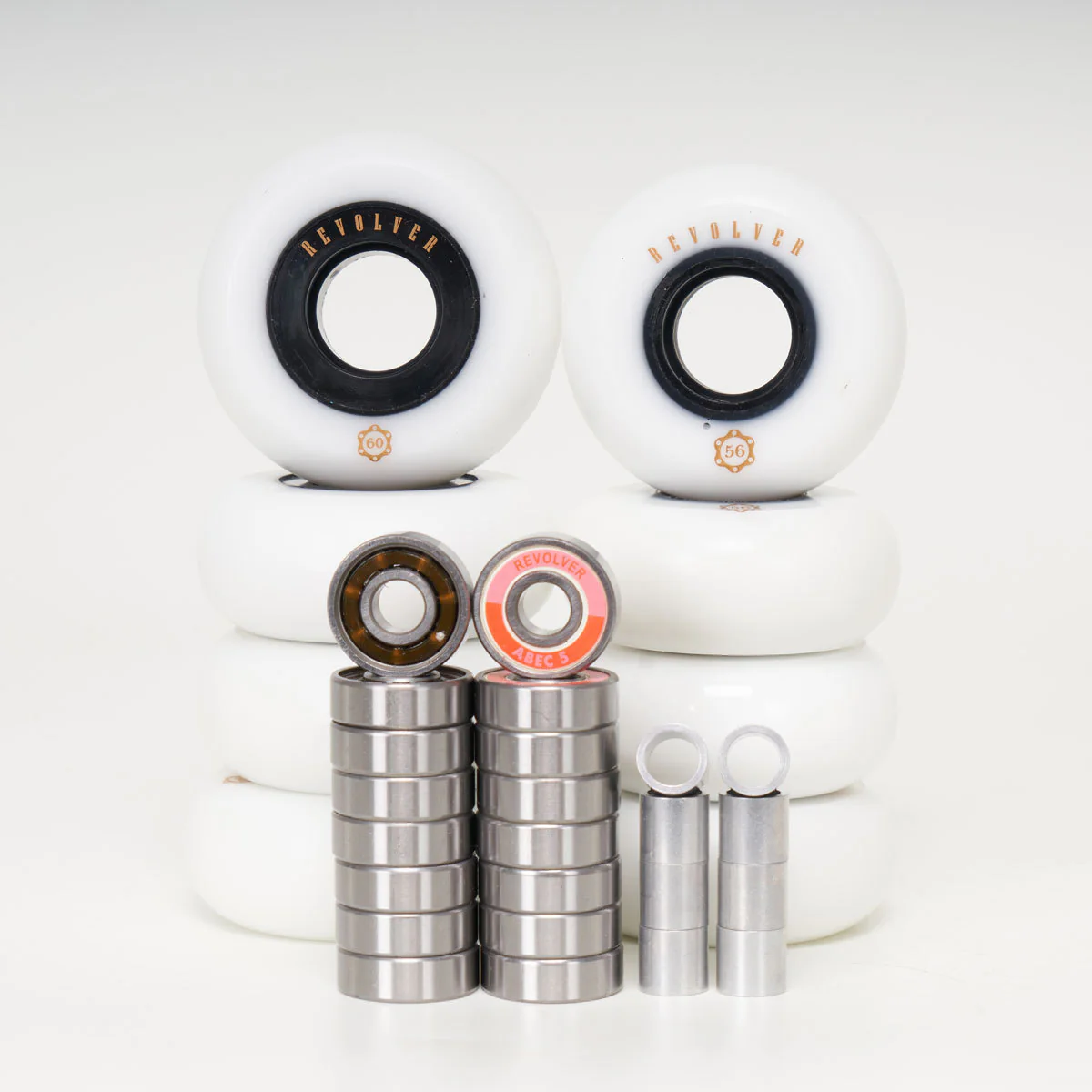 Revolver 60mm / 56mm - Complete Wheel, Bearing & Spacer Pack (for 8 wheels)