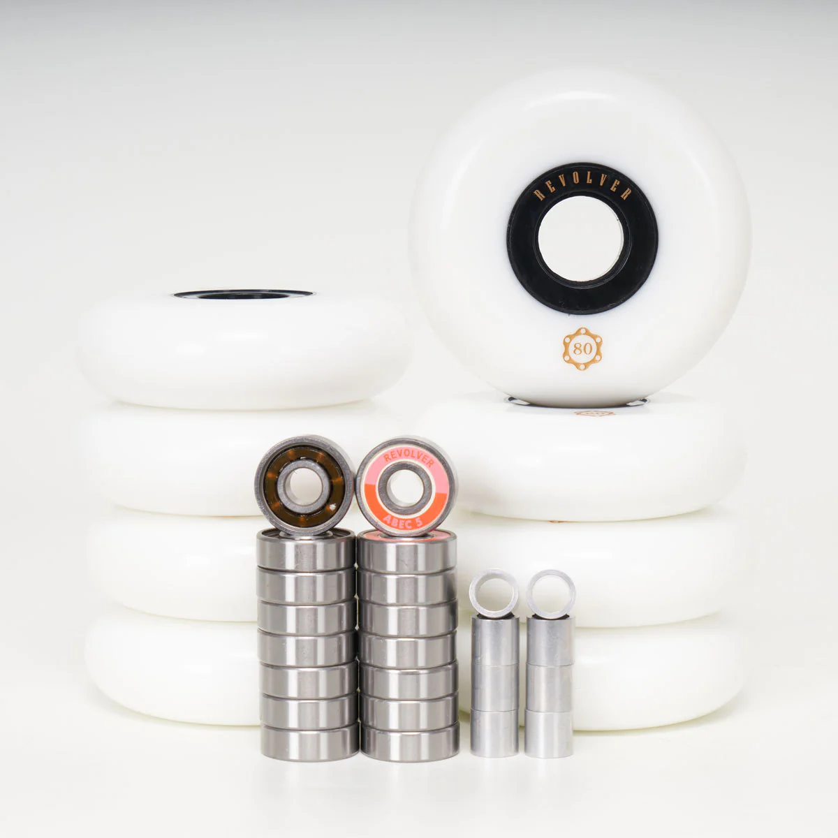 Revolver 80mm - Complete Wheel, Bearing & Spacer Pack (for 8 wheels)