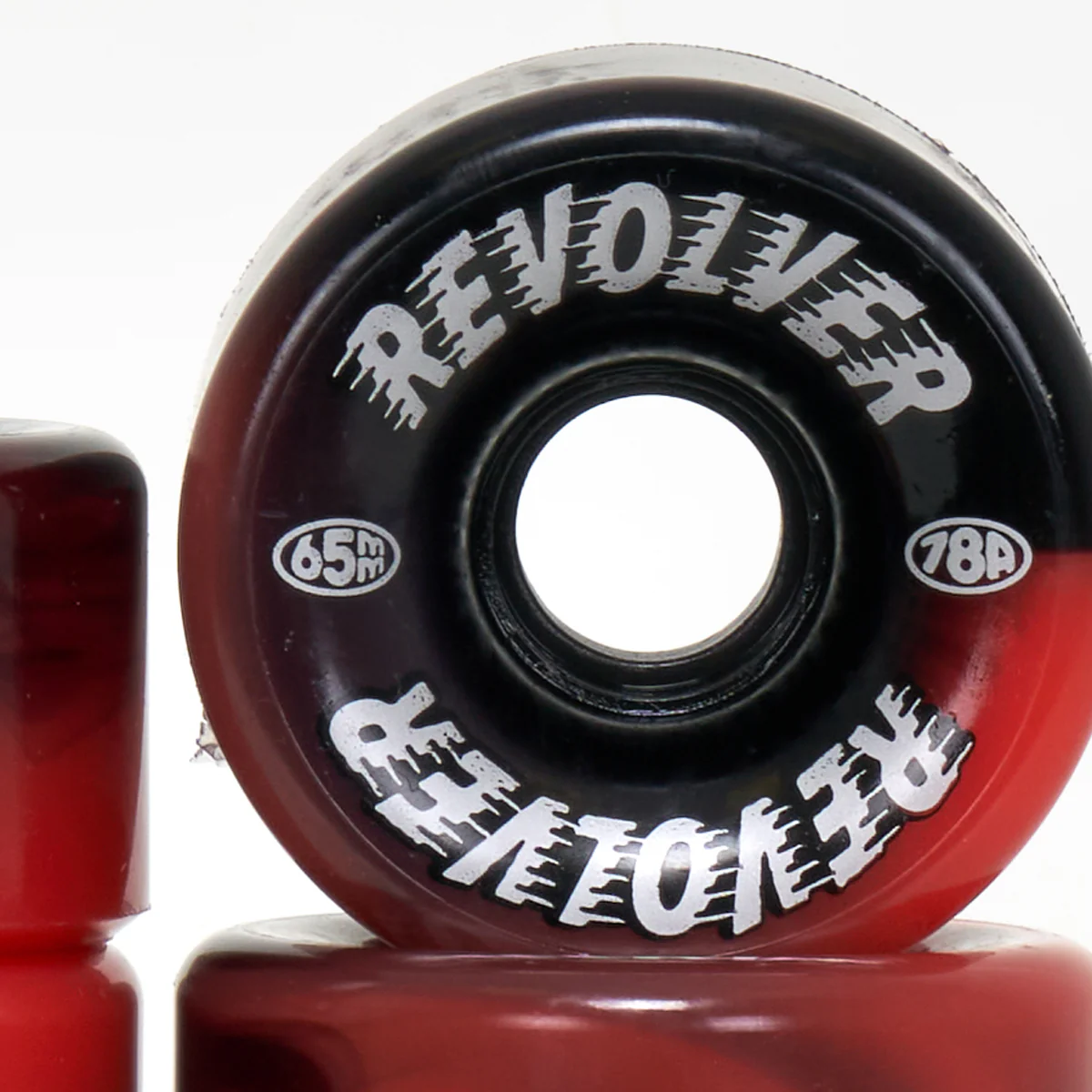 Revolver All-Surface Roller Skate Wheels - Black & Red Swirl - Image 2