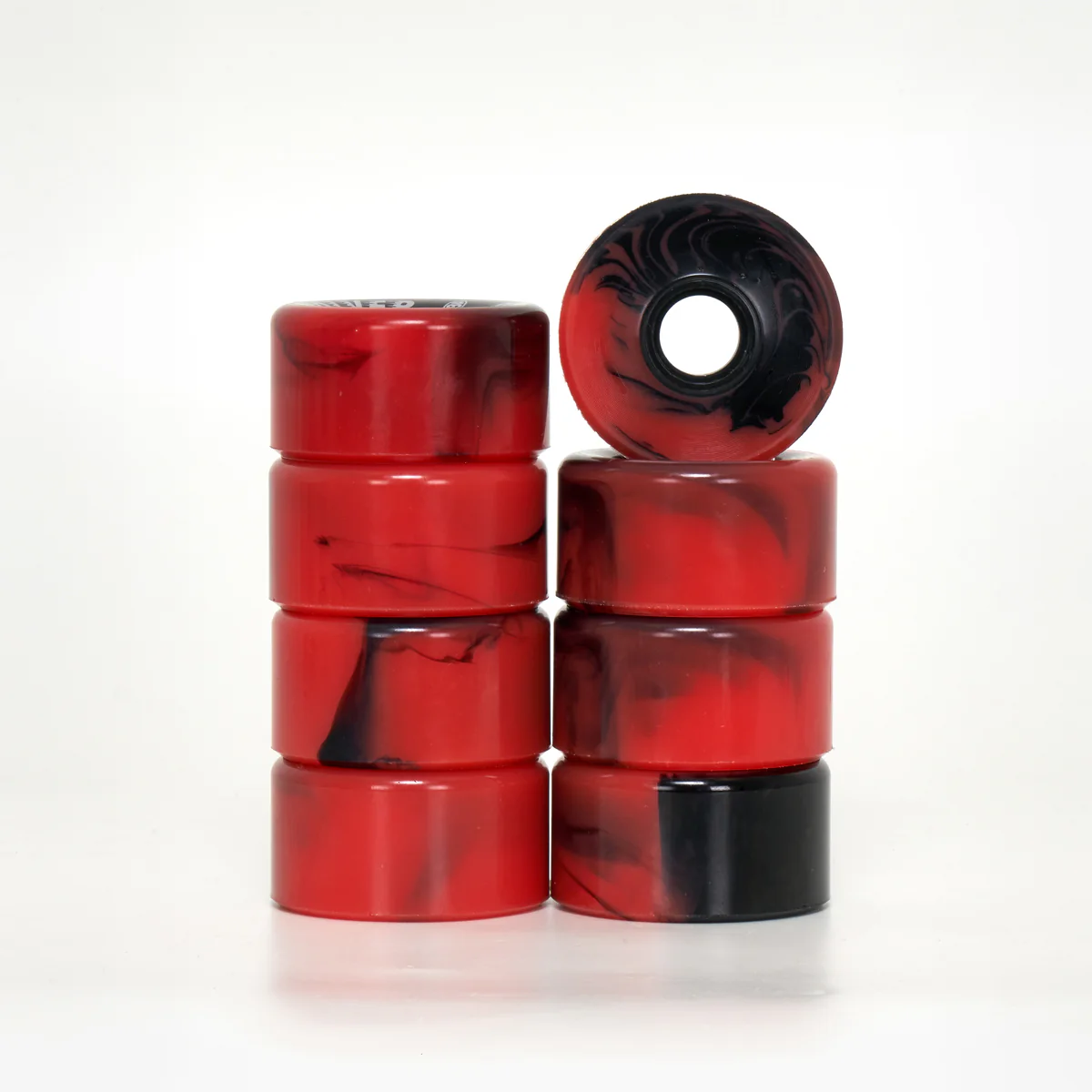 Revolver All-Surface Roller Skate Wheels - Black & Red Swirl - Image 3