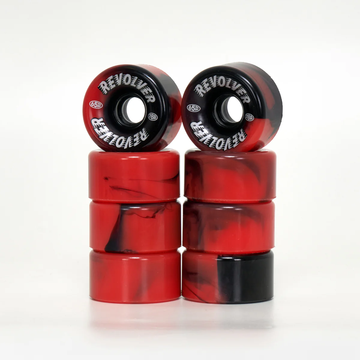 Revolver All-Surface Roller Skate Wheels - Black & Red Swirl - Image 4