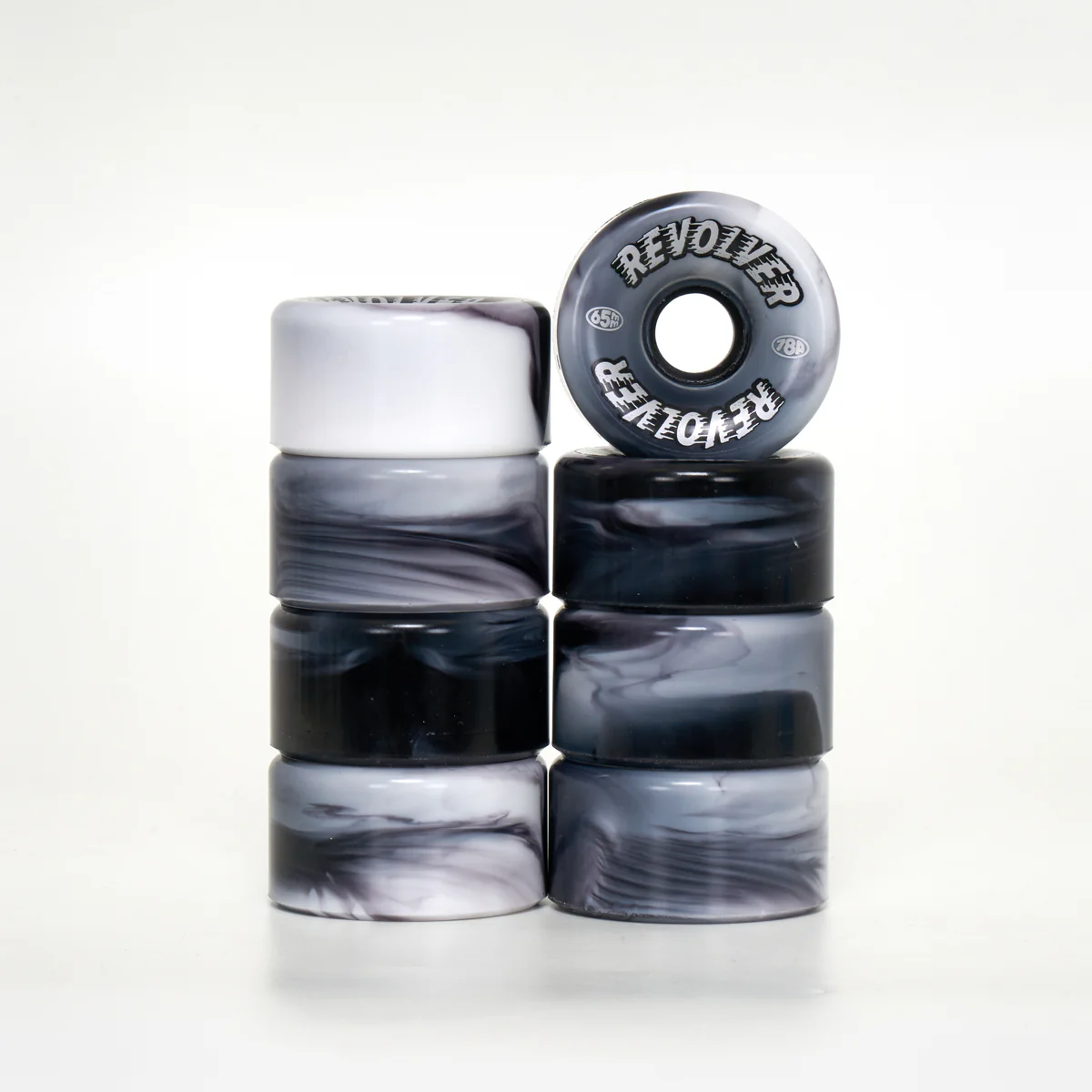 Revolver All-Surface Roller Skate Wheels - Black & White Swirl