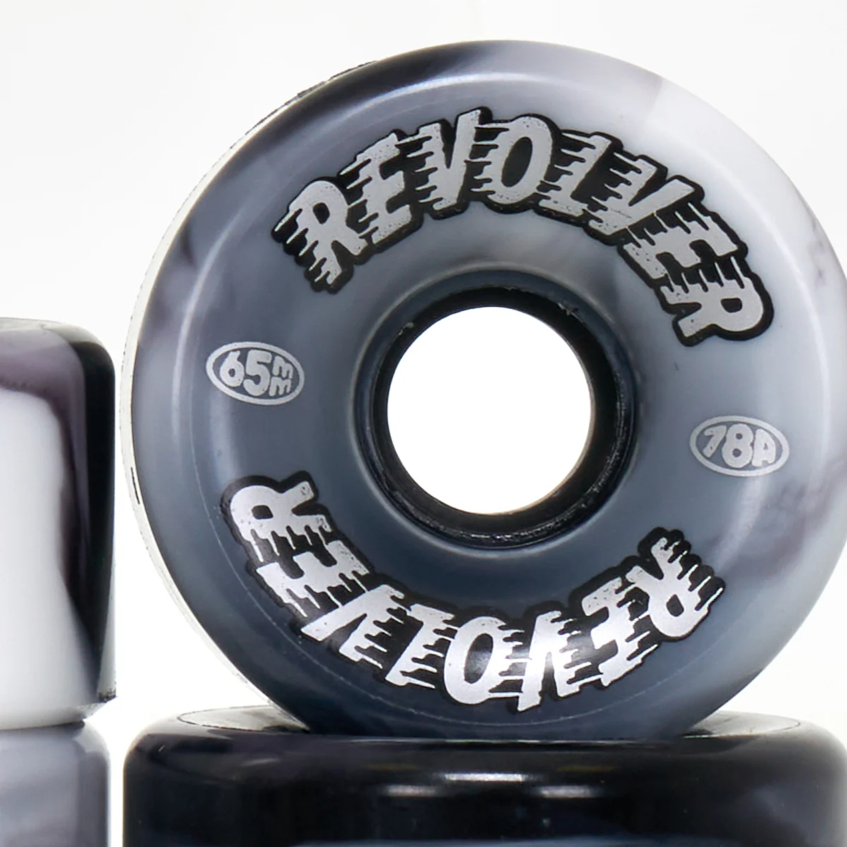 Revolver All-Surface Roller Skate Wheels - Black & White Swirl - Image 2