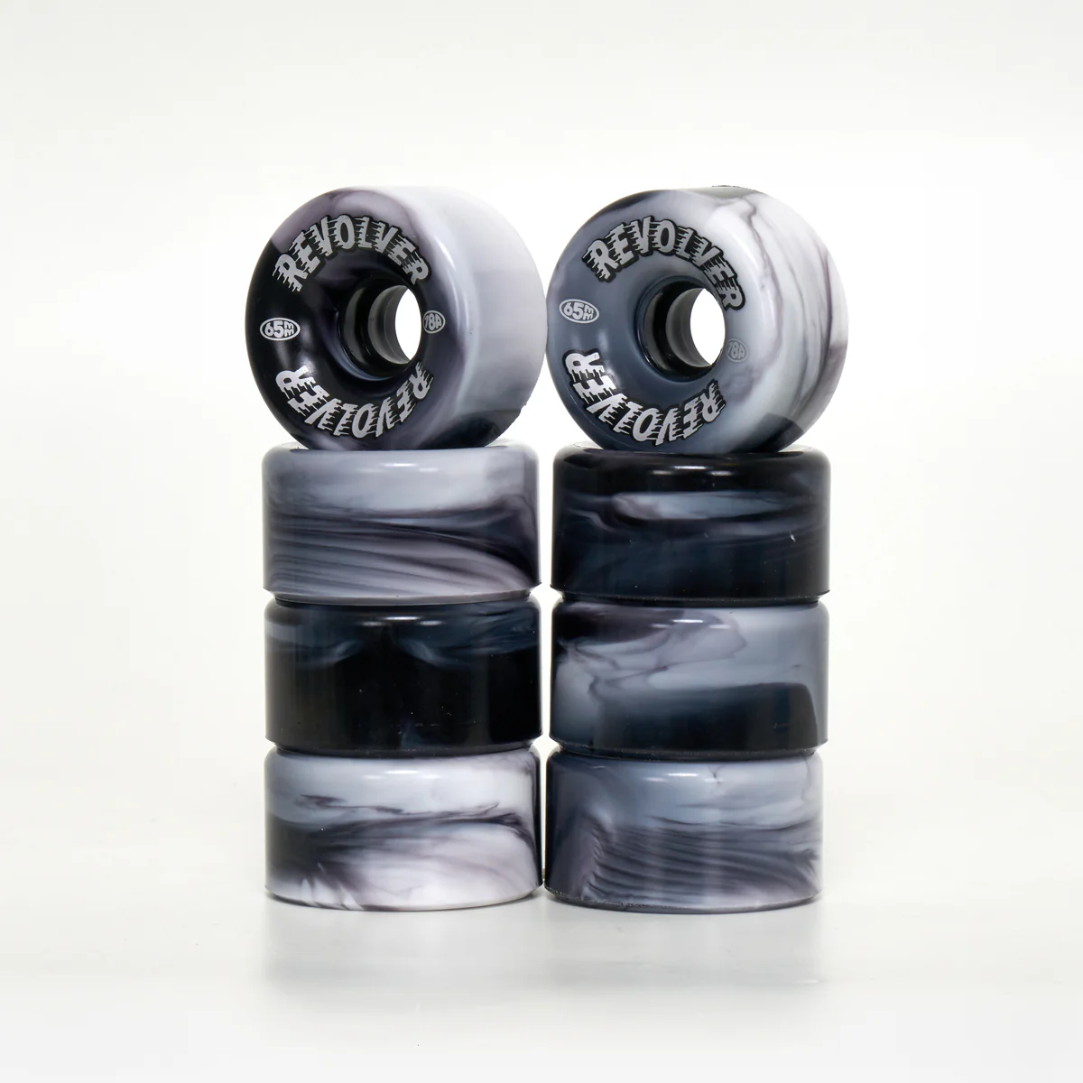 Revolver All-Surface Roller Skate Wheels - Black & White Swirl - Image 4