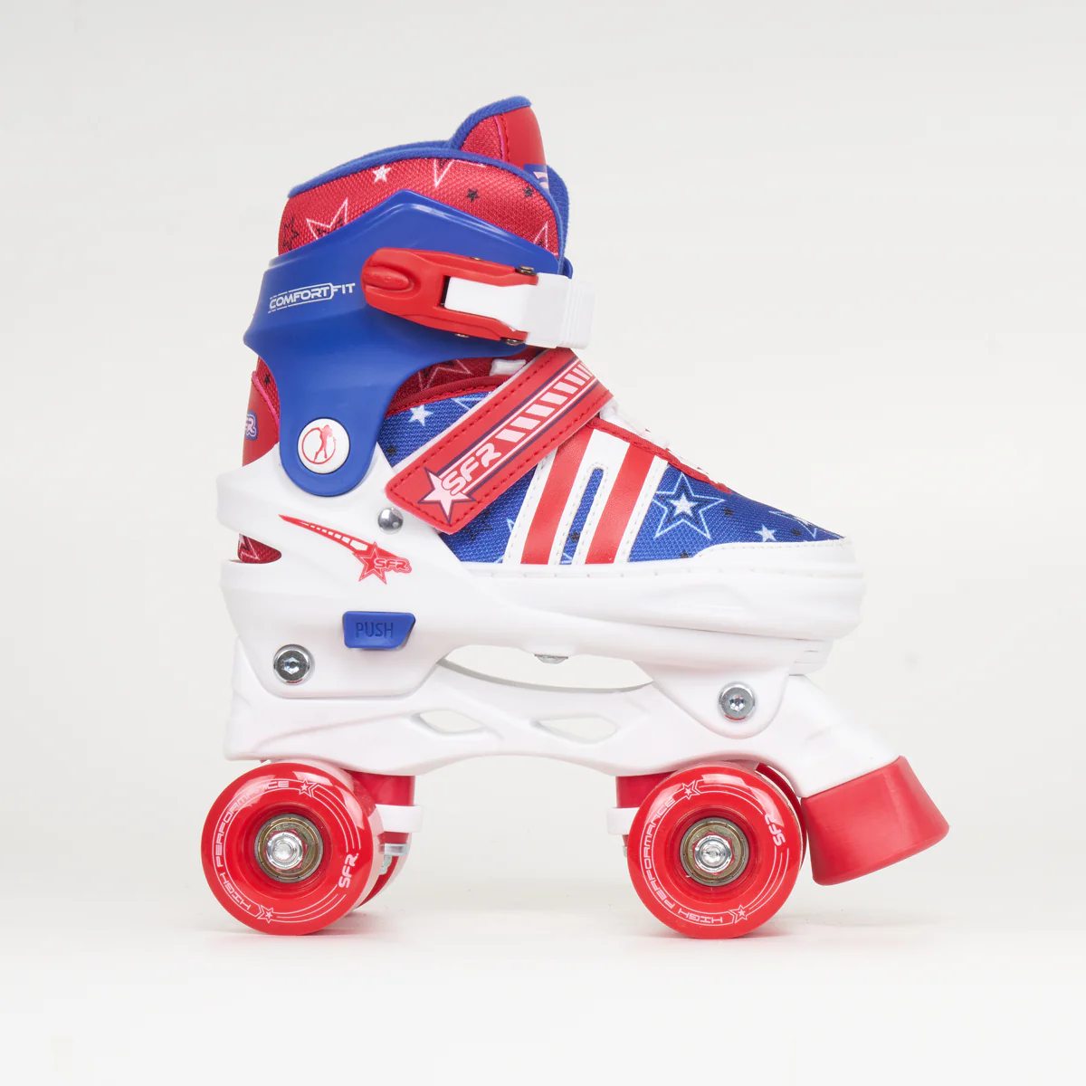 SFR Spectra Junior Adjustable Quad Skates - Blue / Red - Image 4