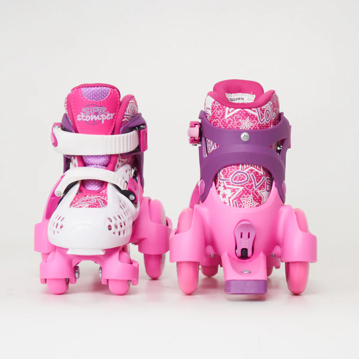 SFR Stomper Adjustable Junior Roller skates -  White / Pink - Image 4