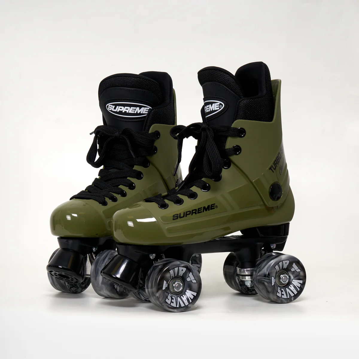 Supreme Turbo 33 Roller Skates + AIRWAVES Wheels | OLIVE GREEN - Image 2