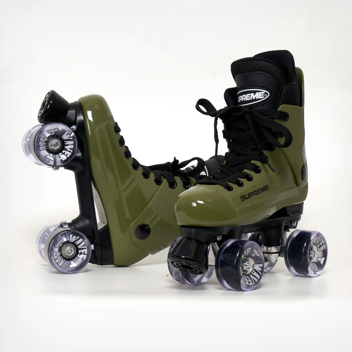Supreme Turbo 33 Roller Skates + AIRWAVES Wheels | OLIVE GREEN - Image 4
