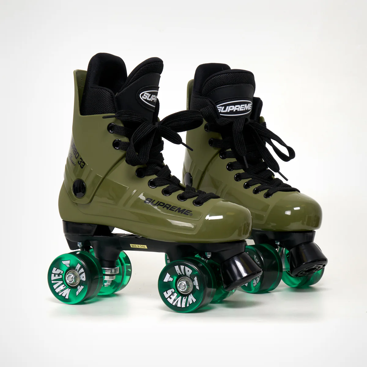 Supreme Turbo 33 Roller Skates + AIRWAVES Wheels | OLIVE GREEN - Image 5