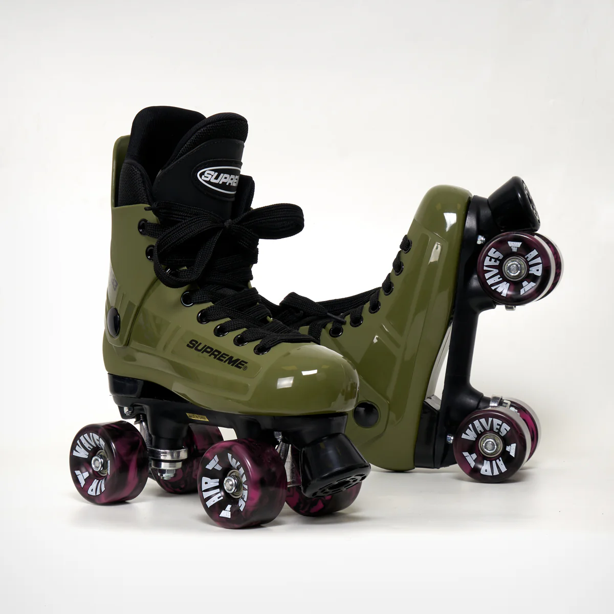 Supreme Turbo 33 Roller Skates + AIRWAVES Wheels | OLIVE GREEN - Image 6